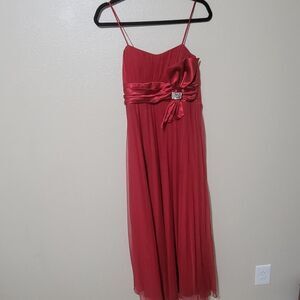 Nina Ferre red maxi dress with bow and rhinestone detail, small